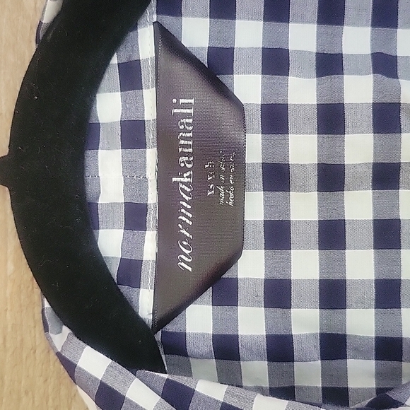 Norma Kamali Sleeveless Button Down Navy Blue and White Check Size XSmall - Picture 4 of 6